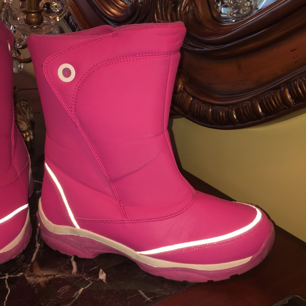 LANDS END Pink Snow Boots 6 Y EUC Adjustable 6y